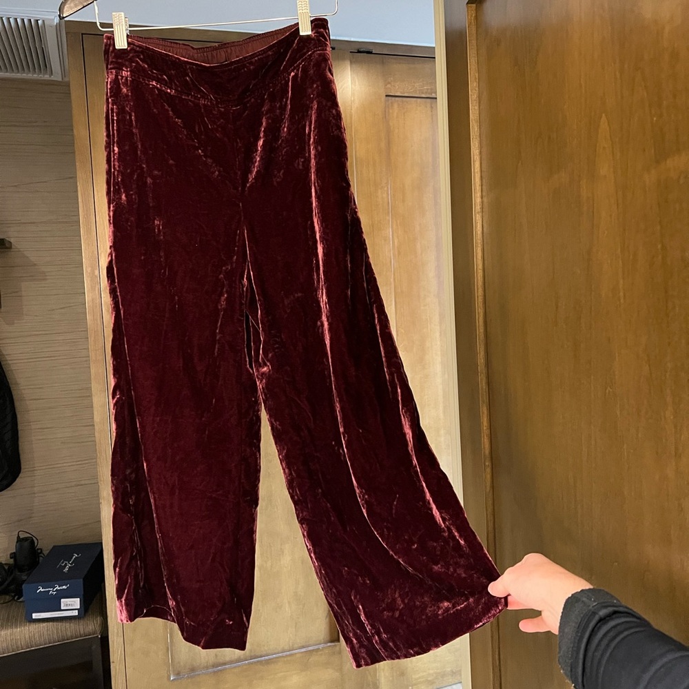 Madewell Velvet Huston Wide Leg Crop Pull on Pants NWOT